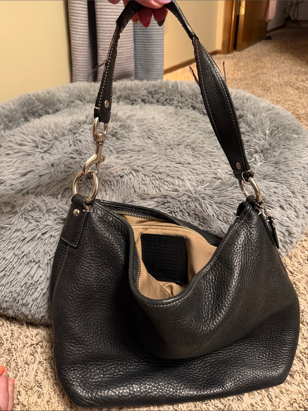 Coach Sarah Black Leather Hobo Bag - Soft Pebbled Leather